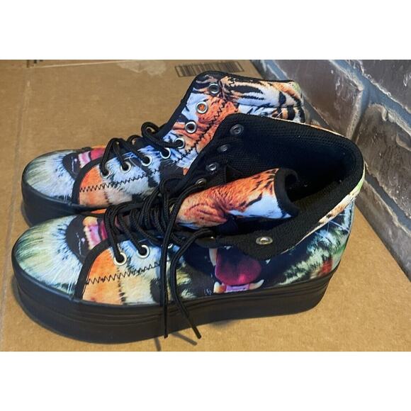 Jeffrey Campbell JC Play Tiger Black Canvas Platform Sneakers US 7 - Picture 2 of 8